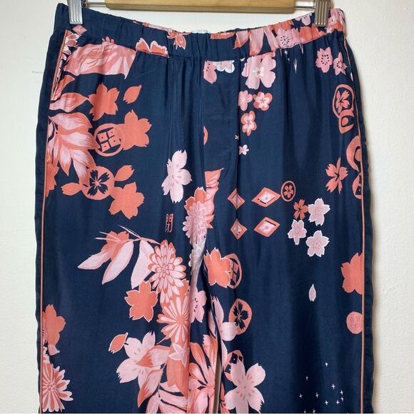CLOSED Japanese Cherry Blossom Print Straight Leg Pants in Navy/Pink Sz 27 - Picture 3 of 14